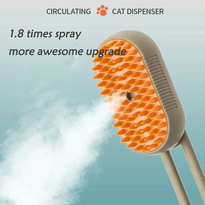 Cepillo de masaje con pulverizador 3 en 1 para gatos, perros y mascotas, con un solo botón, plegable y giratorio, herramienta de aseo, cepillo para depilación y peine.
