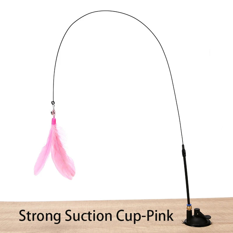 Juguete interactivo para gatos, varita de juguete con ventosa, forma de pájaro o pluma, para jugar con gatitos, con manos libres, ideal para mascotas.