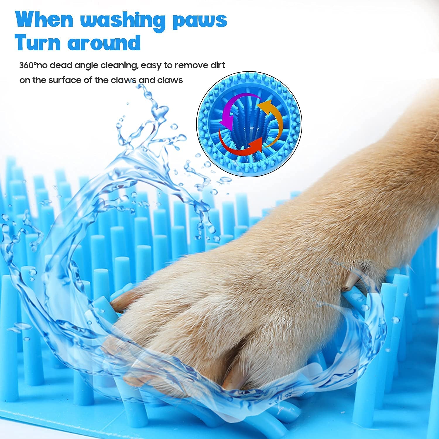 Cat Paw Cleaner, Portable Dog Foot Cleaner, Dog Scrubber for Bath, 2 in 1 Portable Silicone Pet Cleaning Brush Feet Cleaner for Dogs Grooming with Muddy Paw