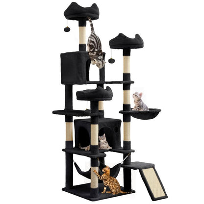 YITAHOME Tall Cat Tree Tower for Indoor Cats, 75In Multi-Level Cat Climbing Tower with Cat Condos, Top Perches, Hammock, Sisal Scratching Posts and Board, Kittens Play Activity Center