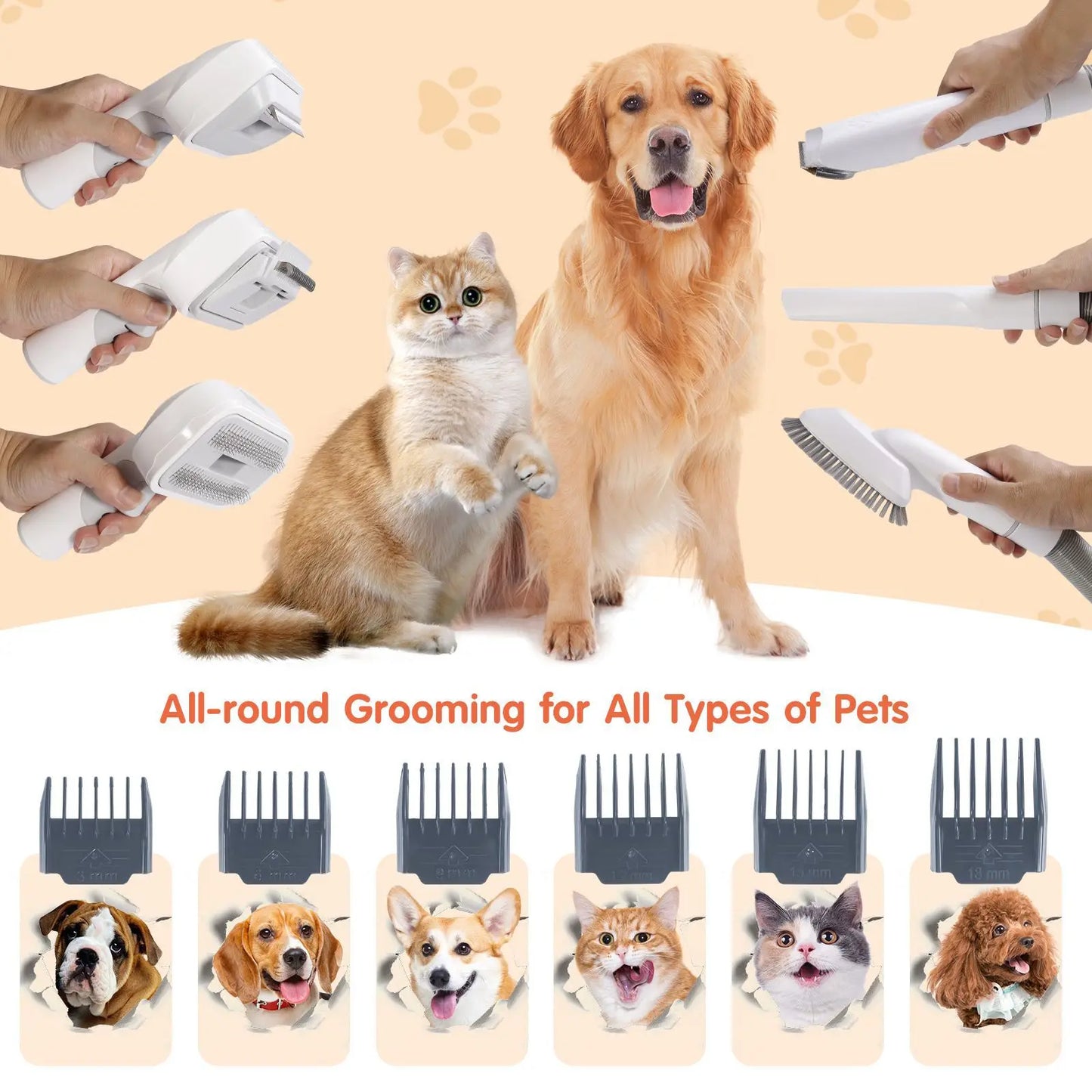 Kits de aseo para mascotas multifunción, aspiradora para el hogar, para perros, gatos y pelo largo o corto, afeitadoras para mascotas, peluquera con capacidad de 2,5 l.