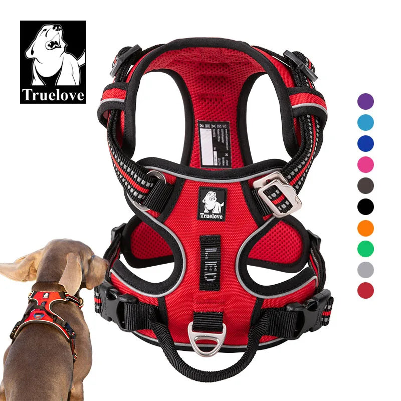 Arnés frontal de nailon Truelove para perros, chaleco antitirones, arnés de seguridad suave y ajustable para perros pequeños, grandes, para correr, entrenar, bulldog francés