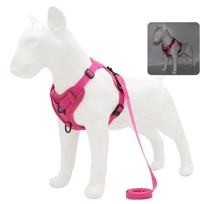 No Pull Dog Harness and Leash Set Adjustable Pet Harness Vest For Small Dogs Cats Reflective Mesh Dog Chest Strap French Bulldog