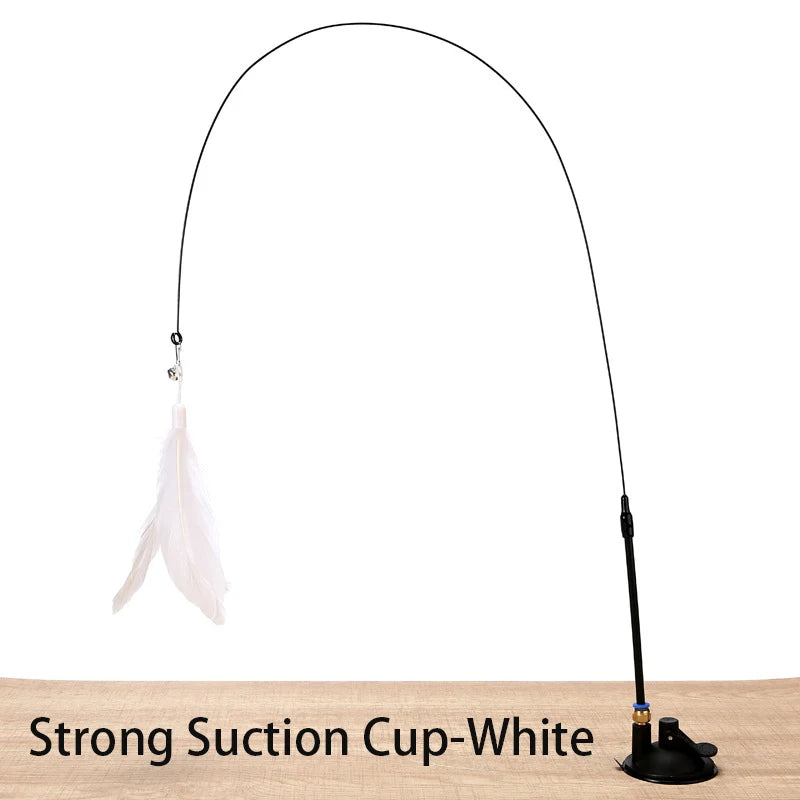 Juguete interactivo para gatos, varita de juguete con ventosa, forma de pájaro o pluma, para jugar con gatitos, con manos libres, ideal para mascotas.