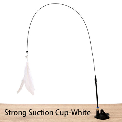 Juguete interactivo para gatos, varita de juguete con ventosa, forma de pájaro o pluma, para jugar con gatitos, con manos libres, ideal para mascotas.