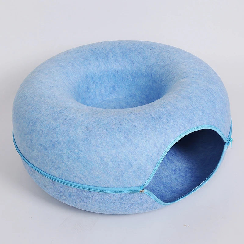 Donut Pet Cat Tunnel Letto interattivo Giocattolo Casa Letto per gatti Doppio uso Feltro Cuccia per gatti da interno Attrezzatura sportiva per gatti Forniture per gatti