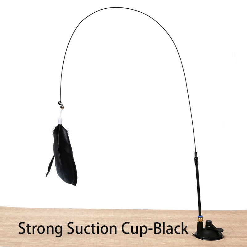 Juguete interactivo para gatos, varita de juguete con ventosa, forma de pájaro o pluma, para jugar con gatitos, con manos libres, ideal para mascotas.