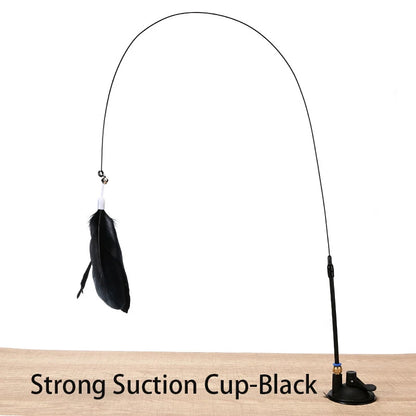 Juguete interactivo para gatos, varita de juguete con ventosa, forma de pájaro o pluma, para jugar con gatitos, con manos libres, ideal para mascotas.