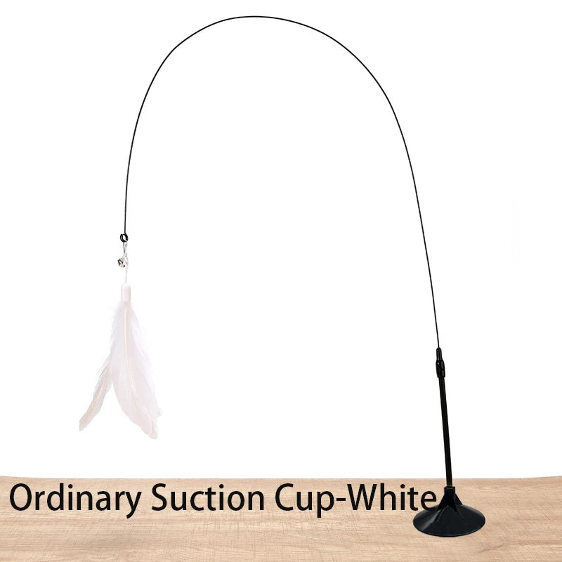 Juguete interactivo para gatos, varita de juguete con ventosa, forma de pájaro o pluma, para jugar con gatitos, con manos libres, ideal para mascotas.