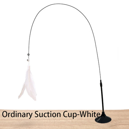 Juguete interactivo para gatos, varita de juguete con ventosa, forma de pájaro o pluma, para jugar con gatitos, con manos libres, ideal para mascotas.