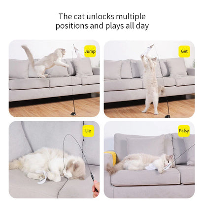 Juguete interactivo para gatos, varita de juguete con ventosa, forma de pájaro o pluma, para jugar con gatitos, con manos libres, ideal para mascotas.
