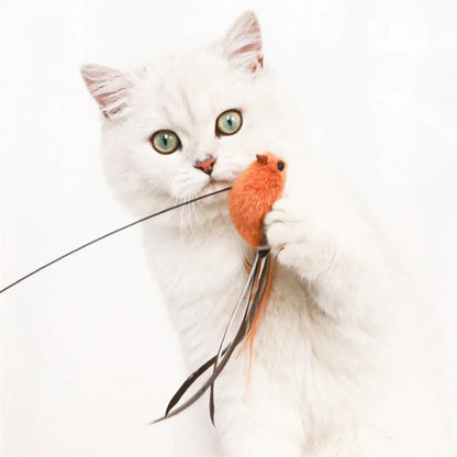 Juguetes para gatos con forma de pájaro simulado, ventosa de epoxi mejorada, alambre de acero, varilla larga, pluma, palo para burlarse de los gatos, sin ingredientes dañinos.