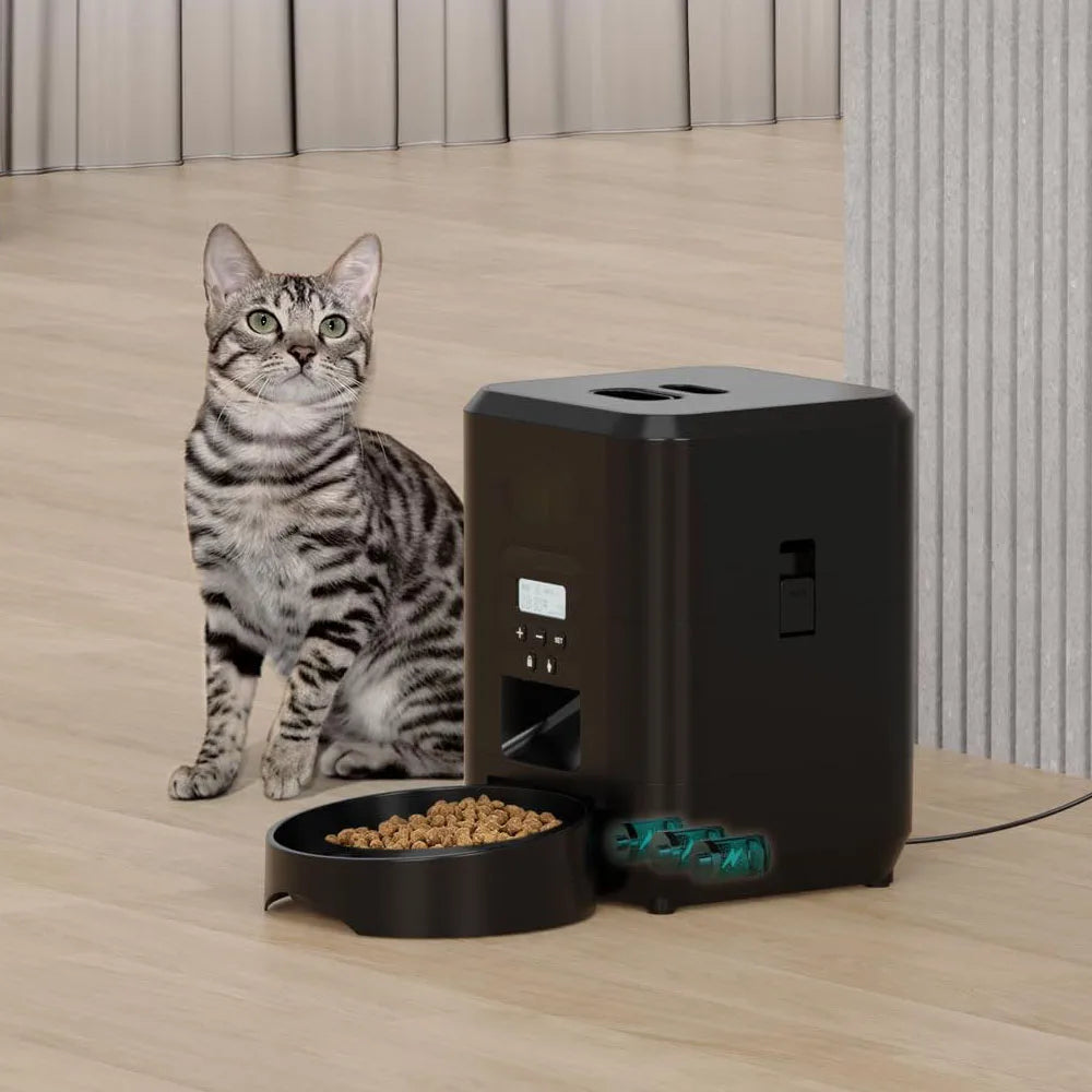 Comedero automático inteligente para mascotas, comedero para gatos y perros, máquina de comida lenta con temporizador y dispensador automático de comida cuantitativa para gatos y perros.