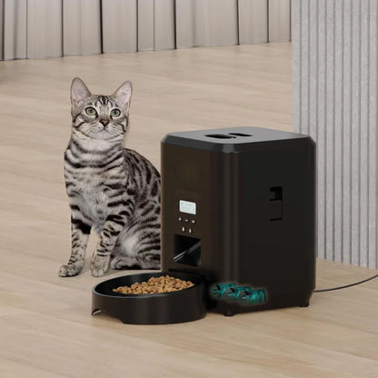 Comedero automático inteligente para mascotas, comedero para gatos y perros, máquina de comida lenta con temporizador y dispensador automático de comida cuantitativa para gatos y perros.