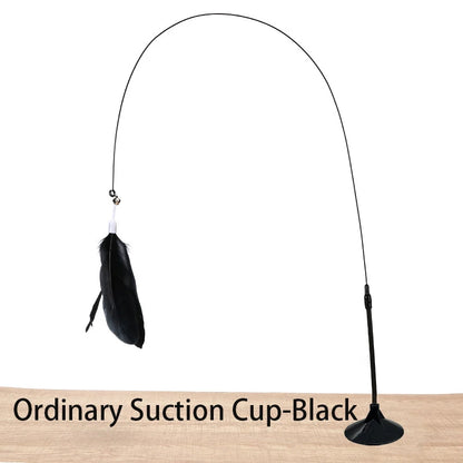 Juguete interactivo para gatos, varita de juguete con ventosa, forma de pájaro o pluma, para jugar con gatitos, con manos libres, ideal para mascotas.