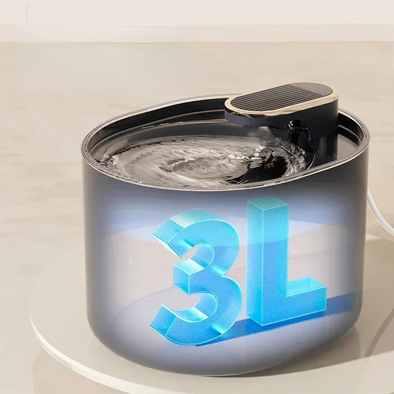 Fuente de agua automática para mascotas de 3 l con luz LED, ultra silenciosa, con USB, eléctrica y silenciosa.