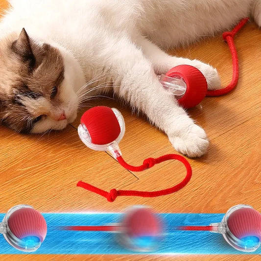Pelota de juguete para gatos, pelota autopromocional para gatos, pelota rodante para aliviar el aburrimiento, pelota de peluche para gatos, juguetes para gatos