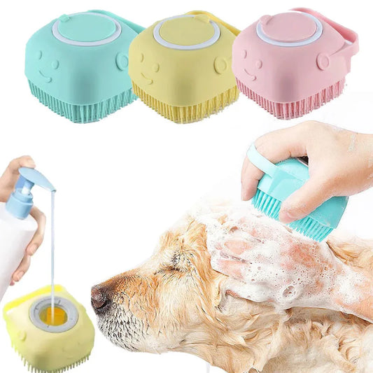 Soft Silicone Dog Brush Pet Shampoo Massager Bath Brush Bathroom Puppycat Washing Massage Dispenser Grooming Shower Brush