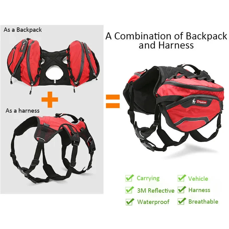 Mochila transportadora para mascotas Truelove, arnés y bolsa impermeable, desmontable, grande, para dos personas, para caminatas al aire libre, senderismo, TLB2051