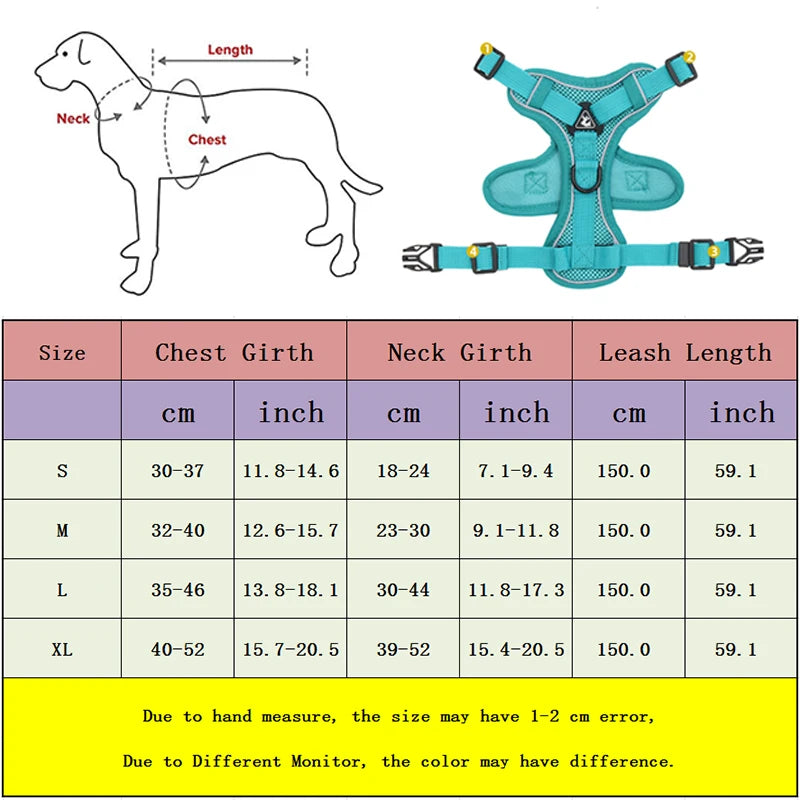 Set di imbracatura e guinzaglio per cani anti-tiro, imbracatura regolabile per animali domestici, per cani di piccola taglia, gatti, cinturino per il petto in rete riflettente per cani, bulldog francese