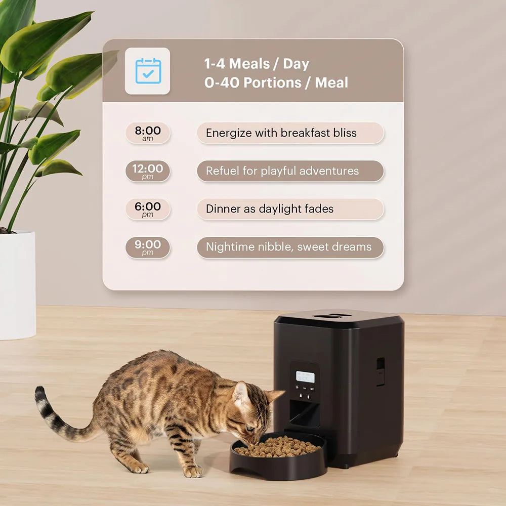 Comedero automático inteligente para mascotas, comedero para gatos y perros, máquina de comida lenta con temporizador y dispensador automático de comida cuantitativa para gatos y perros.