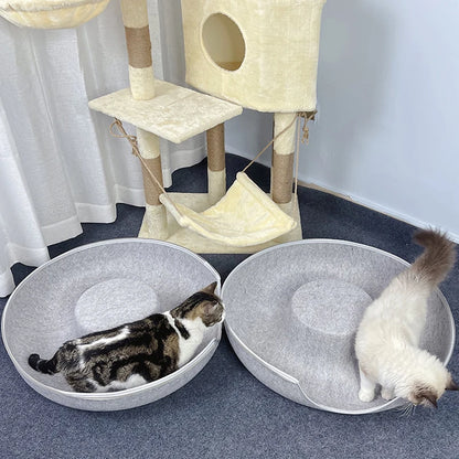 Cama interactiva tipo túnel para gatos, de fieltro, de doble uso, ideal para interiores y deportes.