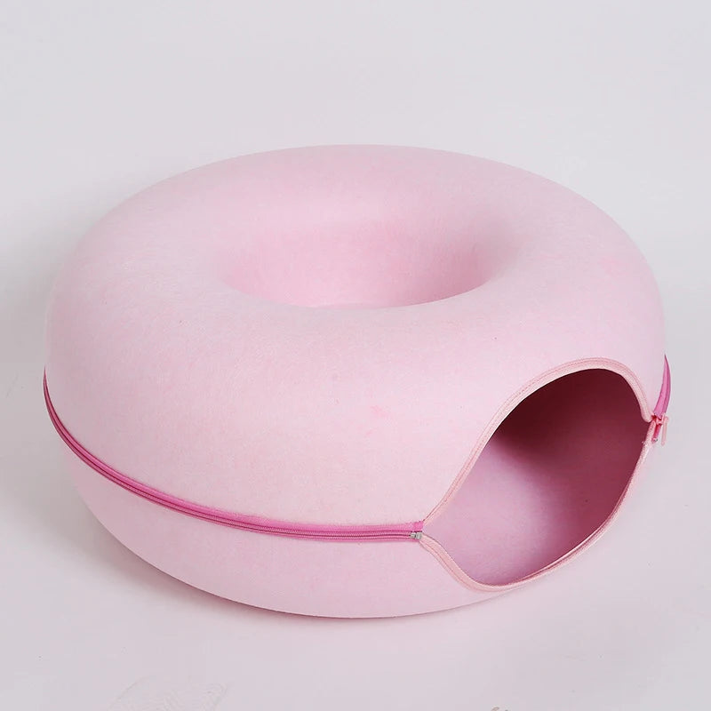 Donut Pet Cat Tunnel Letto interattivo Giocattolo Casa Letto per gatti Doppio uso Feltro Cuccia per gatti da interno Attrezzatura sportiva per gatti Forniture per gatti