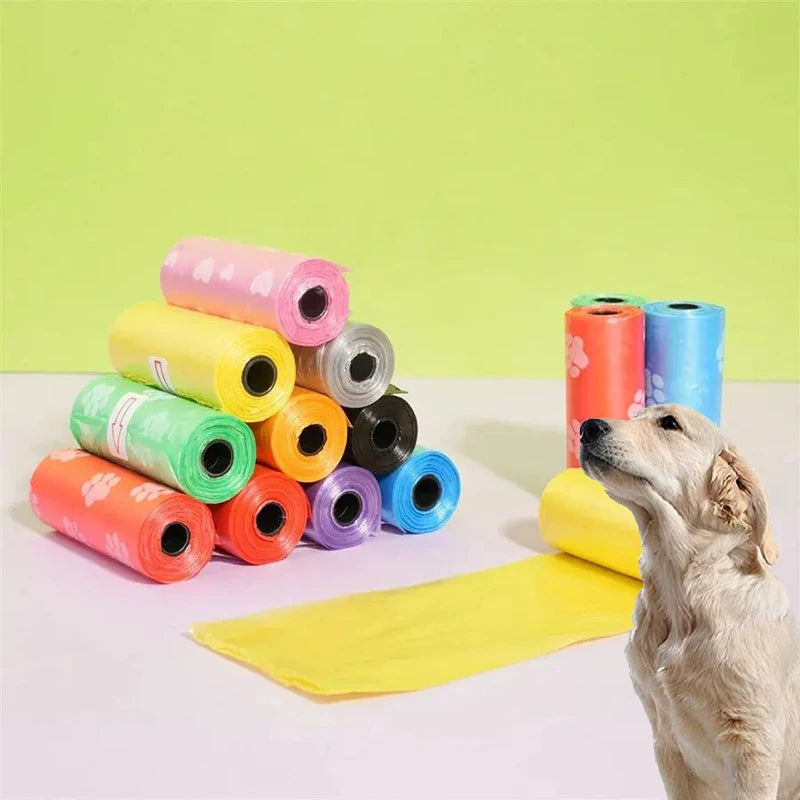 8 rollos/120 piezas de bolsas de limpieza portátiles para mascotas, a prueba de fugas, bolsas para excrementos de perro, bolsas para desechos de mascotas para uso en interiores y exteriores