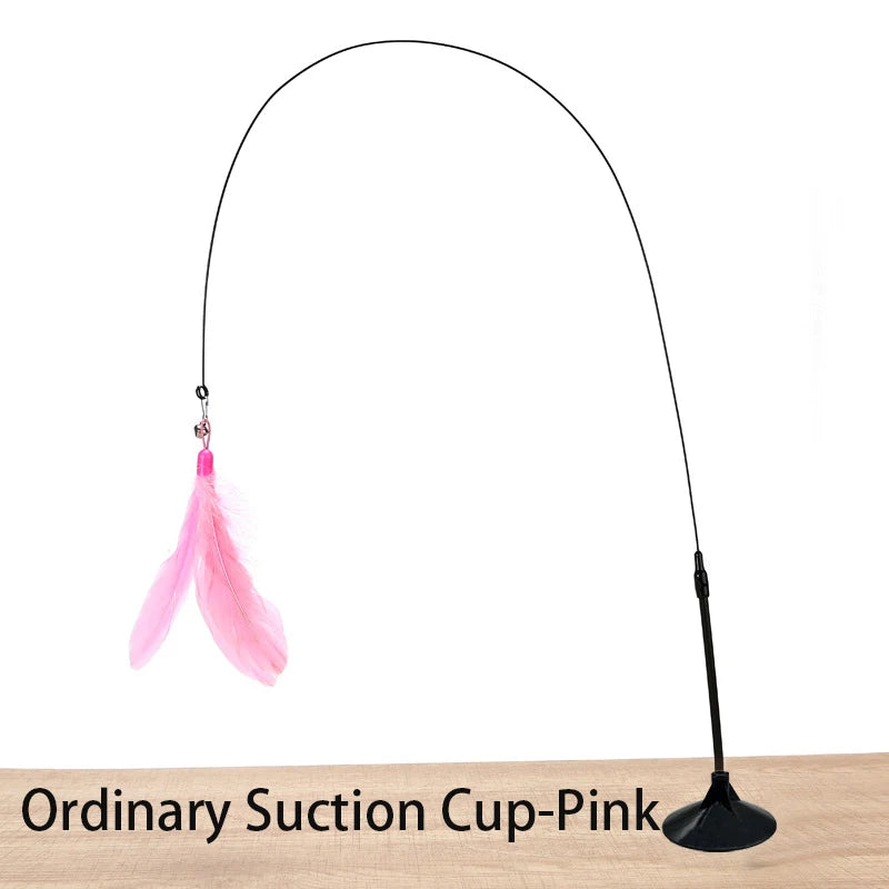 Juguete interactivo para gatos, varita de juguete con ventosa, forma de pájaro o pluma, para jugar con gatitos, con manos libres, ideal para mascotas.