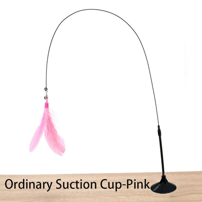 Juguete interactivo para gatos, varita de juguete con ventosa, forma de pájaro o pluma, para jugar con gatitos, con manos libres, ideal para mascotas.