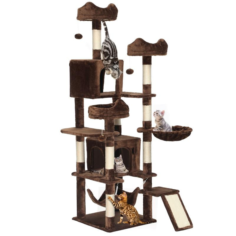 YITAHOME Tall Cat Tree Tower for Indoor Cats, 75In Multi-Level Cat Climbing Tower with Cat Condos, Top Perches, Hammock, Sisal Scratching Posts and Board, Kittens Play Activity Center