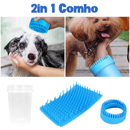 Cat Paw Cleaner, Portable Dog Foot Cleaner, Dog Scrubber for Bath, 2 in 1 Portable Silicone Pet Cleaning Brush Feet Cleaner for Dogs Grooming with Muddy Paw