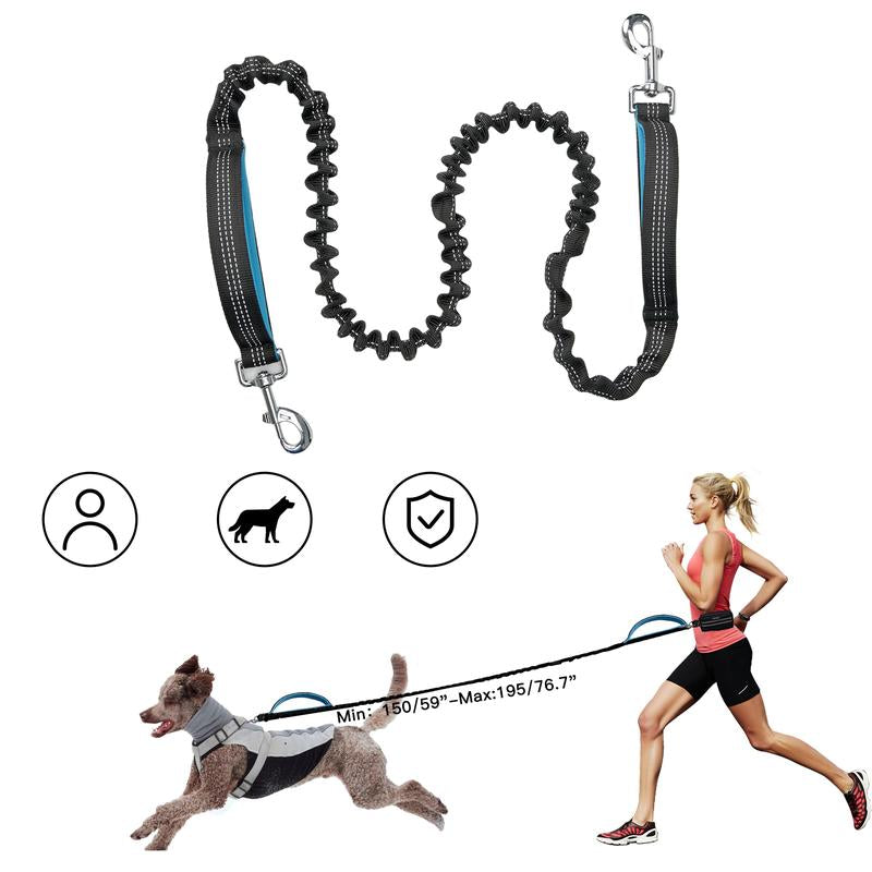 Geoorood Hands Free Lazy Dog Leash with Zipper Pouch, Dual Padded Handles and Bungee for Medium(8-100Lbs) Dogs Walking, Jogging and Running